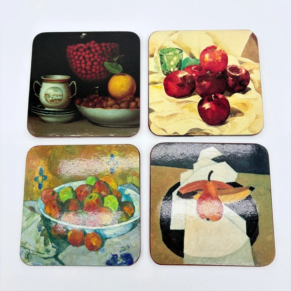 Art Institute of Chicago Still Life Coasters Set of 4 Cork Backed Fruit Art NWT